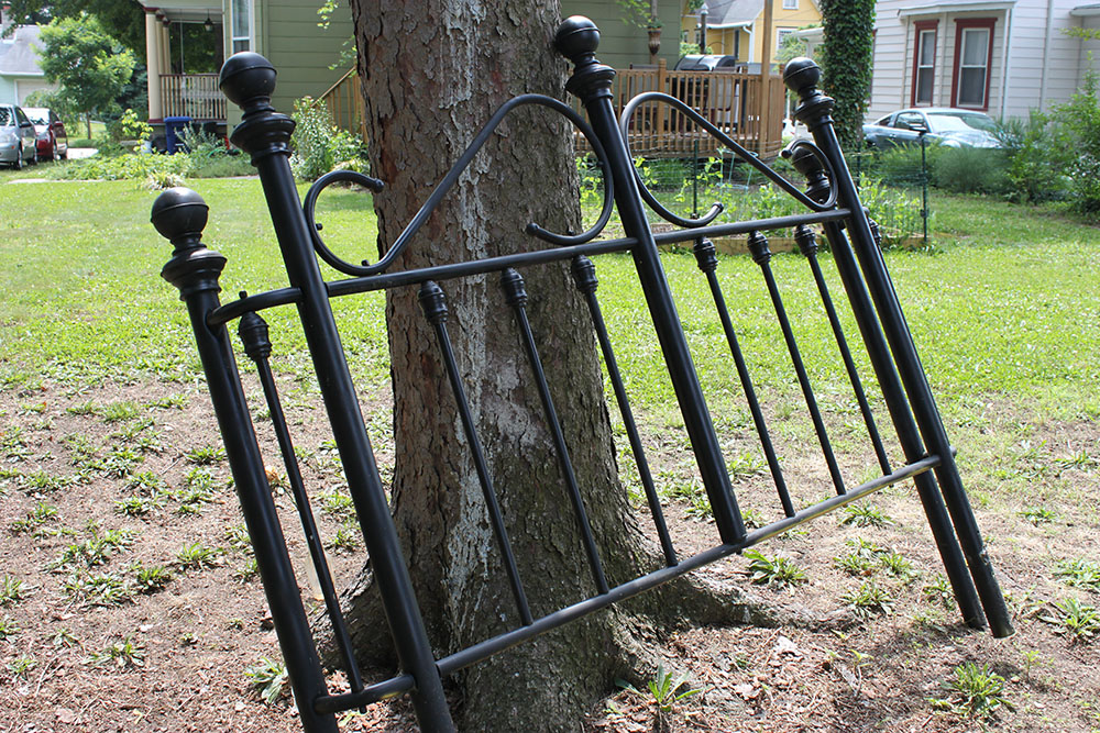 FREE Garden Fence! Repurposed Old Headboard creates trellis for roses. 1 More Than 2